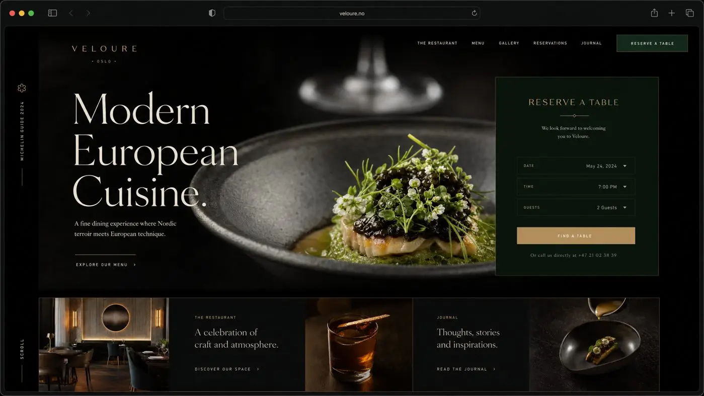Concept website design for a premium restaurant