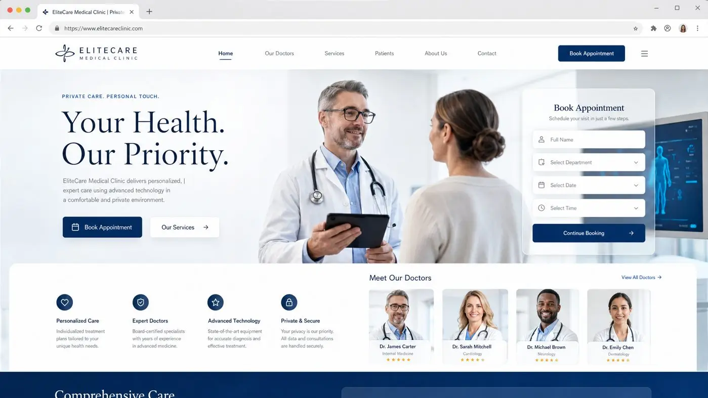 Concept website design for a medical clinic