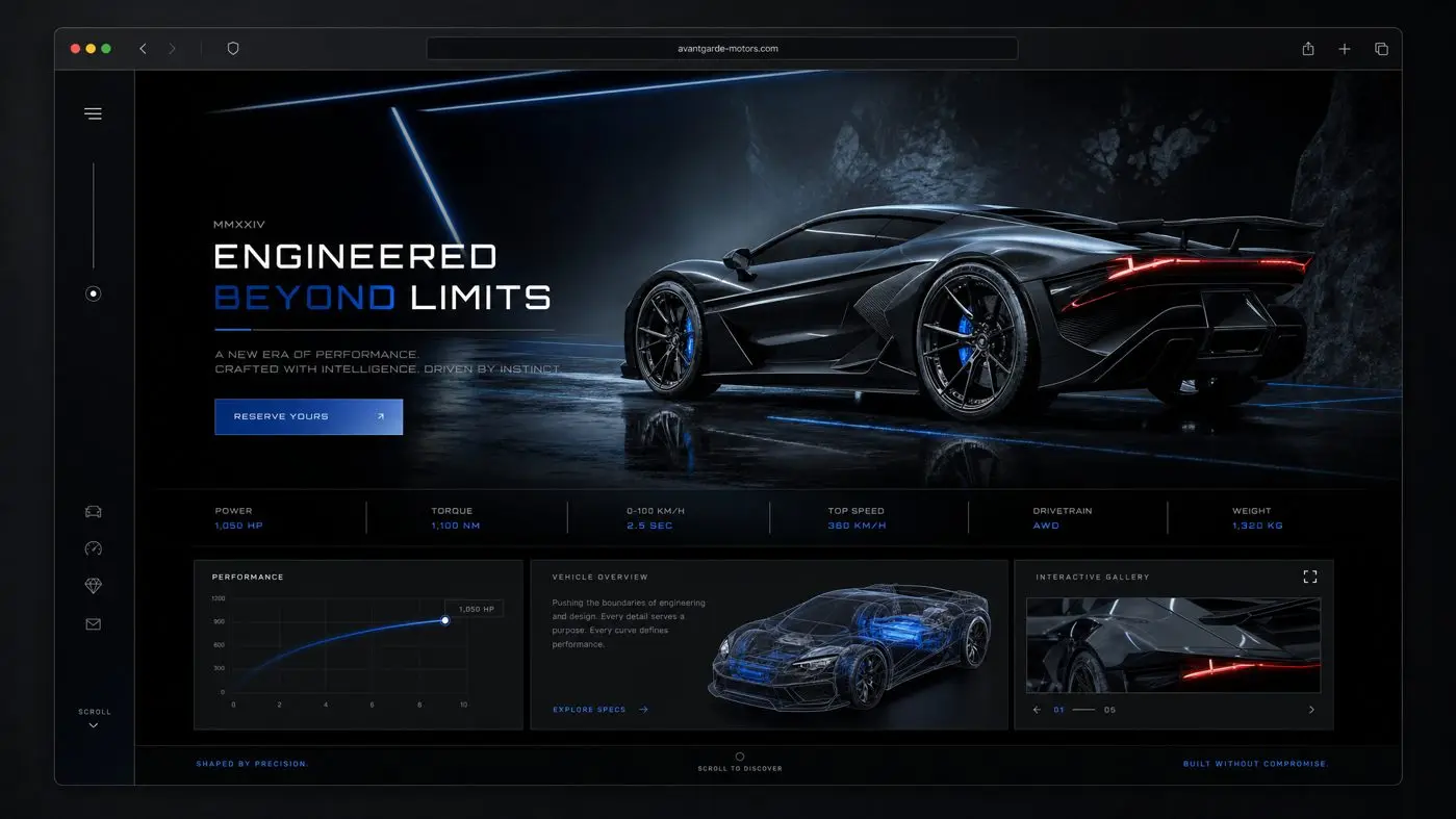 Concept website design for an automotive brand
