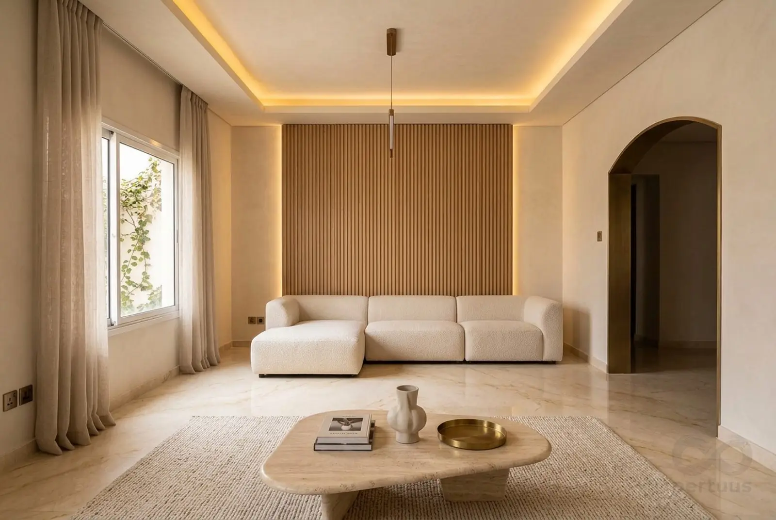 The same villa living room after the Pertuus renovation
